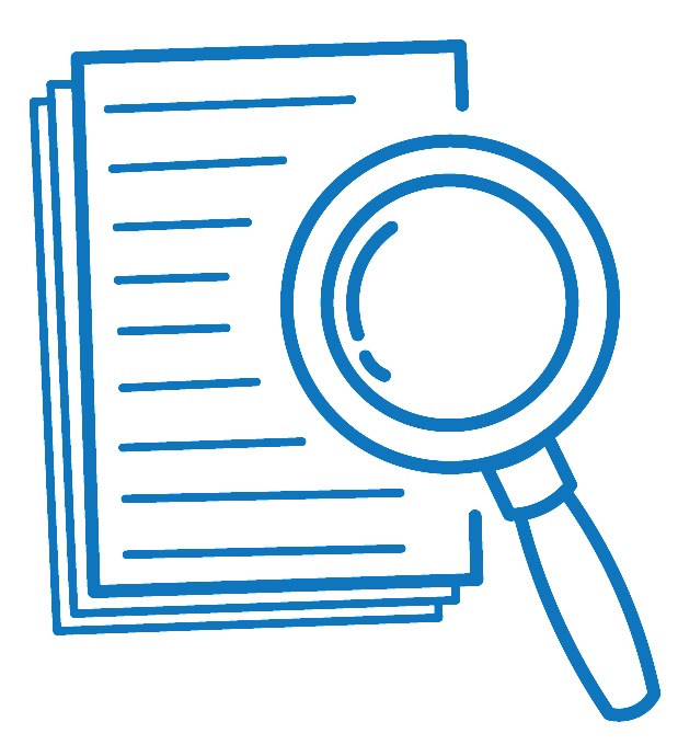 Documents and magnifying glass